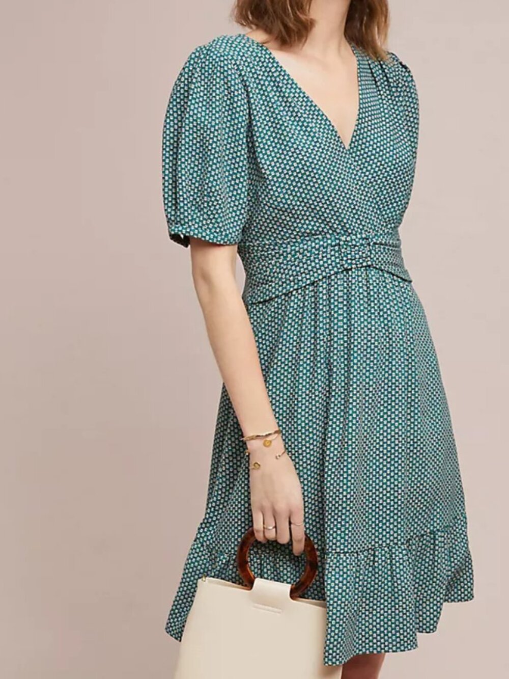 maeve anthropologie | keily green printed belted mid century modern dress 2